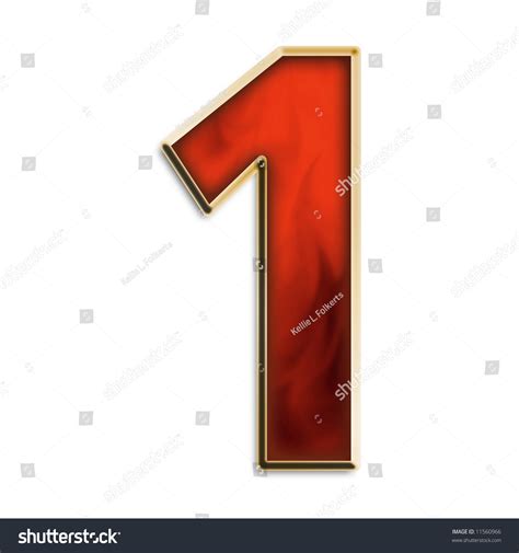 Number 1 In Fiery Red And Gold Isolated On White Series Stock Photo