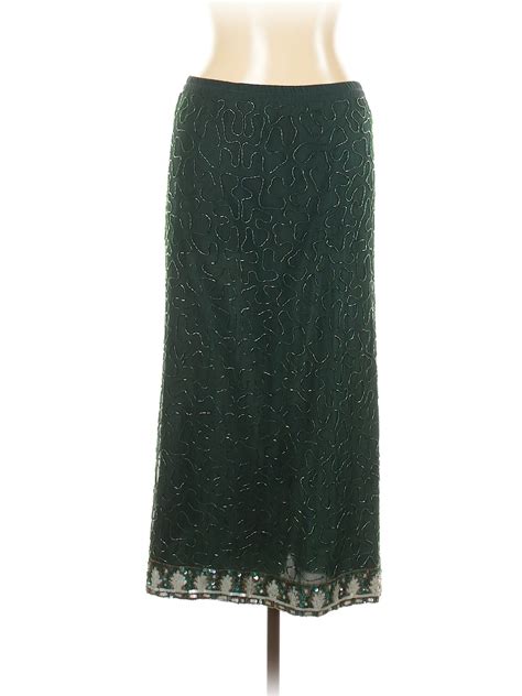 Unbranded Women Green Silk Skirt L Ebay