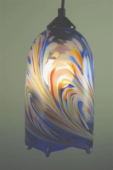 Blue Flame Pendant Light By Mark Rosenbaum Art Glass Pendant Lamp Artful Home Glass