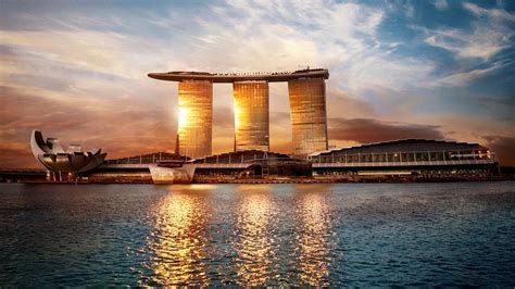 Marina Bay Sands Singapore With A Ship On Top Of 3 Massive Towers