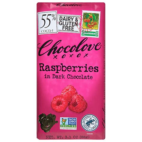 Chocolove Xoxox Premium Chocolate Bar Dark Chocolate Raspberries