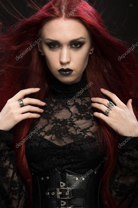 Woman In Black Gothic Costume Stock Photo By ©flexdreams 120118874
