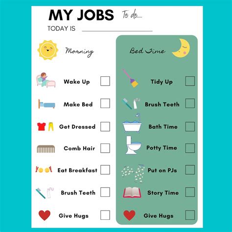 My Daily Tasks Daily Tasks For Kids Morning Routine Evening Etsy Sweden