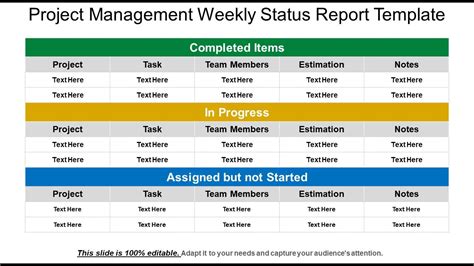 Project Management Weekly Status Report Template Presentation