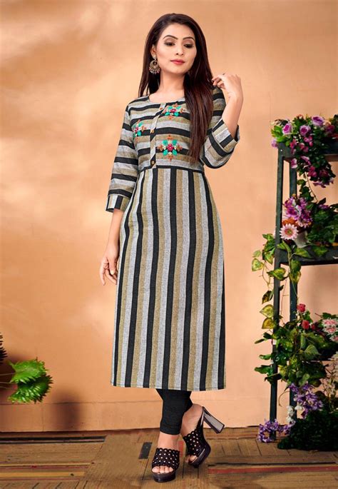 Shop Gray Cotton Readymade Kurti 203581 Online At Best Price From Vast