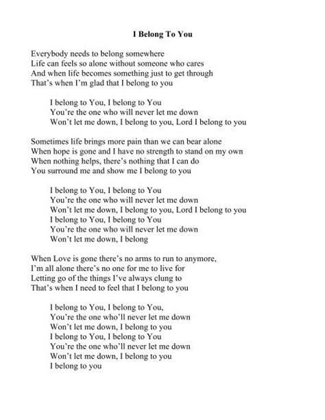 I Belong To You Lyrics Peter Rhee