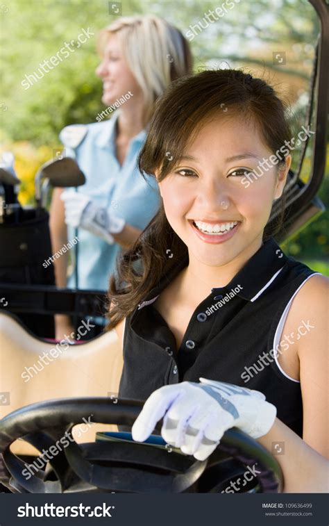 Young Asian Woman Friend Golf Cart Stock Photo 109636499 Shutterstock