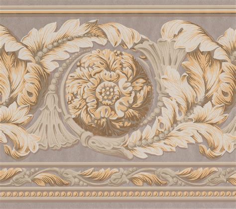 Wallpaper Border - Beautiful White Gold on Pearl Victorian Damask Wide ...