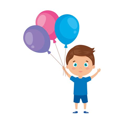 Cute Little Boy With Balloons Helium 4830263 Vector Art At Vecteezy