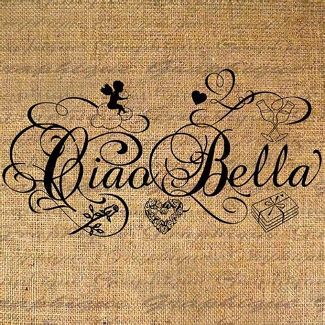 Ciao Bella Italian Words Typography Word Digital Image Download Sheet