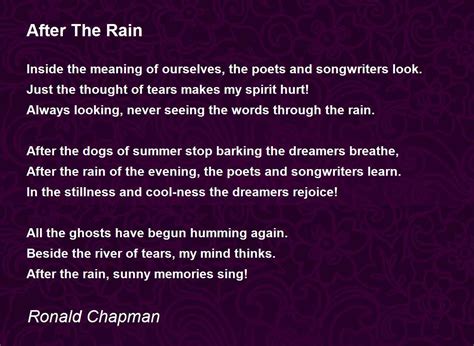 After The Rain After The Rain Poem By Ronald Chapman