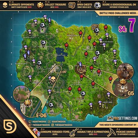 Cheat Sheet Map For Fortnite Battle Royale Season 4 Week 7 Challenges