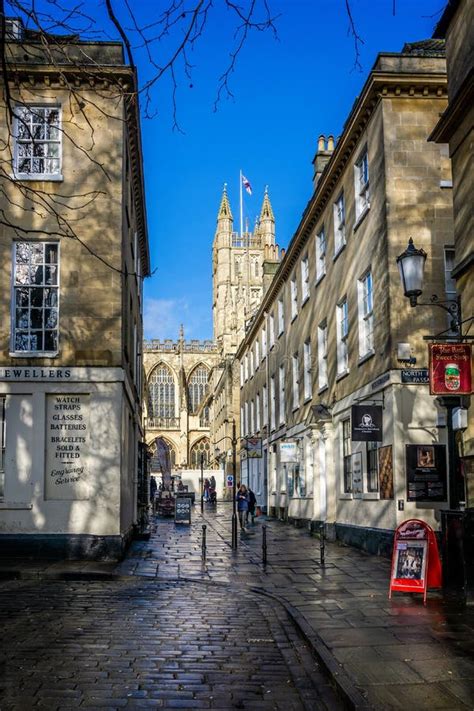 View Of Bath Abbey From Abbey Green In Bath Somerset Uk Editorial