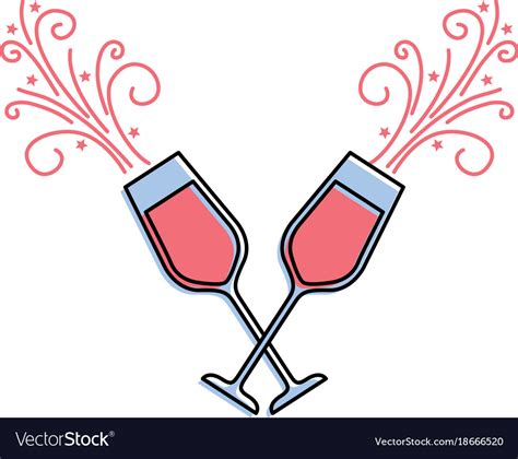 Pair Of Champagne Glass Cheers Drink Sparkles Vector Image