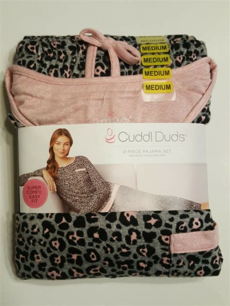 cuddl duds women s brushed sweater knit long sleeve pajama set 2 piece grey multi m 10 12