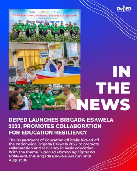 Deped Launches Brigada Eskwela 2022 Promotes Collaboration For