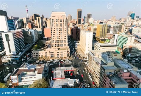 High Angle View Building And Street Scenes Of Braamfontein Suburb Of