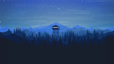 Firewatch Video Game Art Minimalism Simple Rain Forest Tower