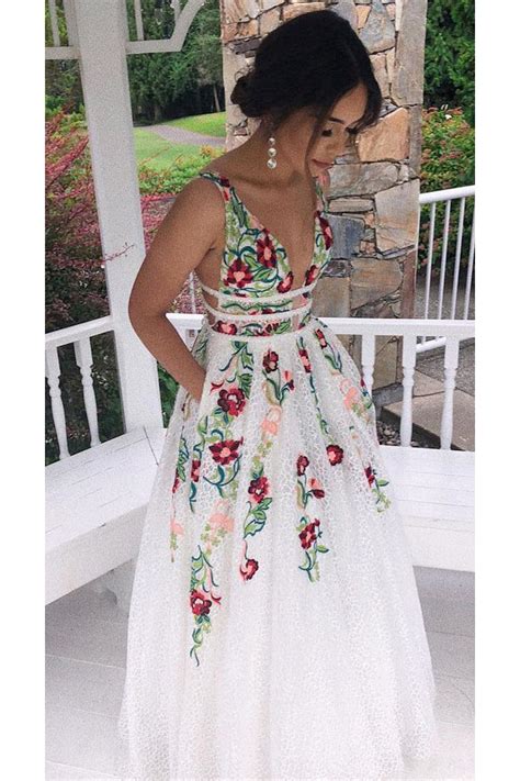 White Prom Dress With Floral Top Handmade Halter White Tulle