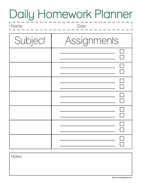 Printable Homework Planner