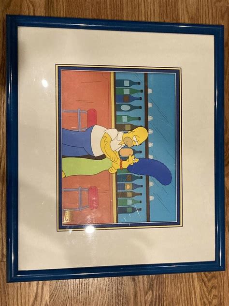 Simpsons Animation Cel Homer And Marge Framed W Letter Of Authenticity