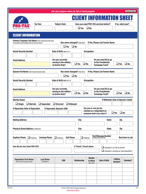 Fillable Tax Preparer Intake Forms Printable Forms Free Online