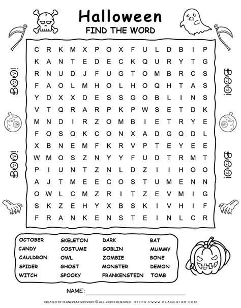 Halloween Word Search Printable With Twenty Words Planerium