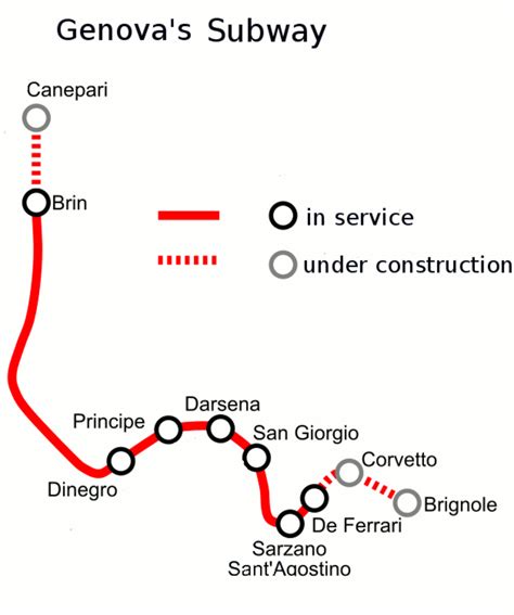 Metropolitana Mapa Del Metro De Genova Italia