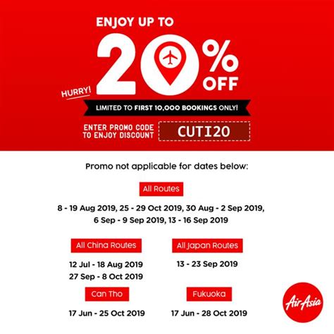 Airasia 20 Off Promo Code Limited To First 10000 Booking