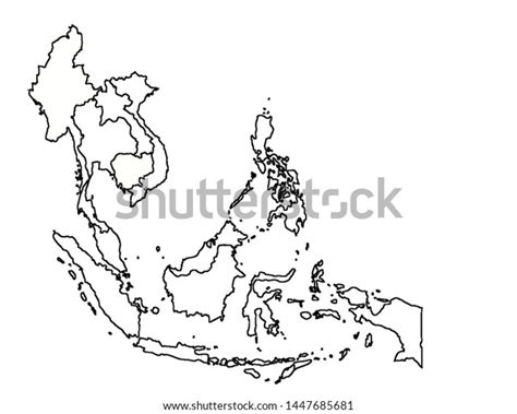 Blank Map Southeast Asia Stock Illustration 1447685681 Shutterstock