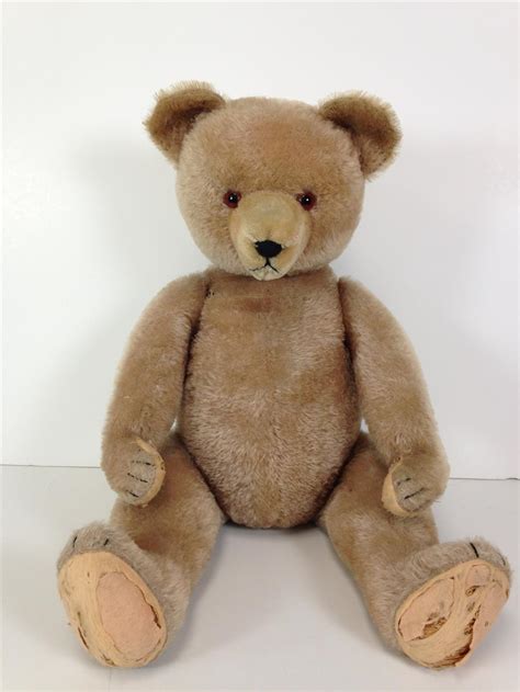 Lot 26 Vintage Teddy Bear Caramel Mohair With Shaved Snout Large