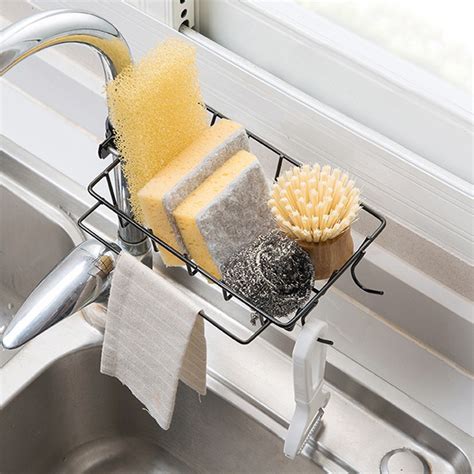 Kitchen Sink Faucet Sponge Soap Cloth Drain Rack Storage Organizer