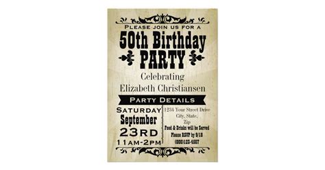 Rustic Vintage 50th Birthday Party Invitation