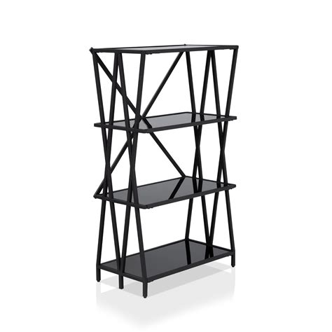 Furniture Of America Valette Modern 4 Shelf Bookcase Small Black