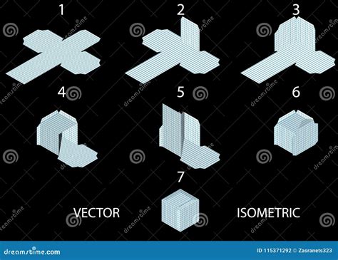 Instrucciones Para Crear Un Cubo De Una Hoja De Papel Ilustración del Vector Ilustración de