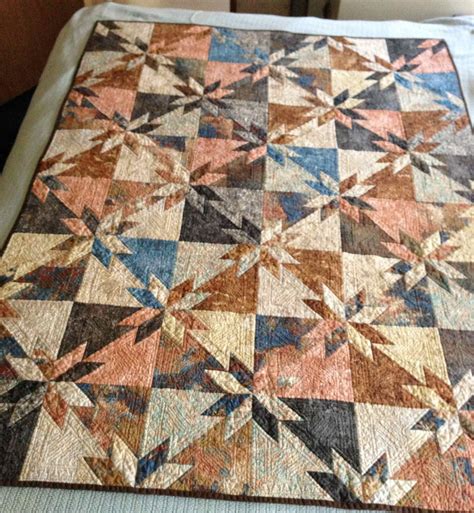 Hunters Star Quilt Made With Batiks Shown On The