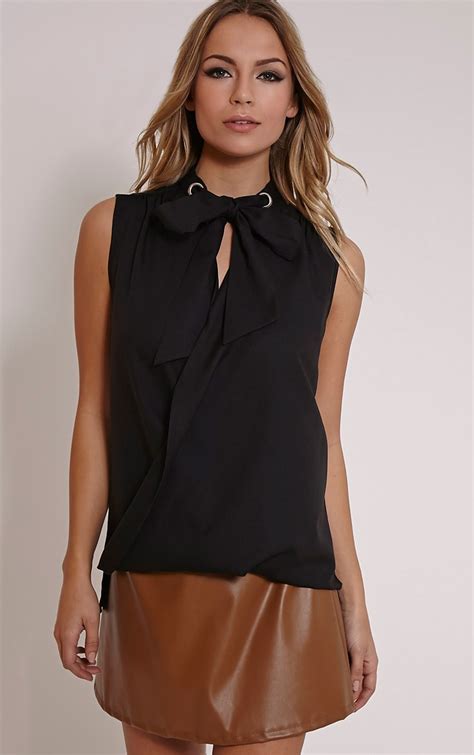 dianne black pussy bow blouse blouses prettylittlething usa