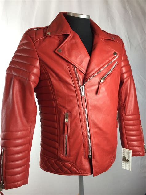 Mens Genuine Lambskin Leather Biker Jacket Motorcycle Style Red All Sizes Nwt Outerwear