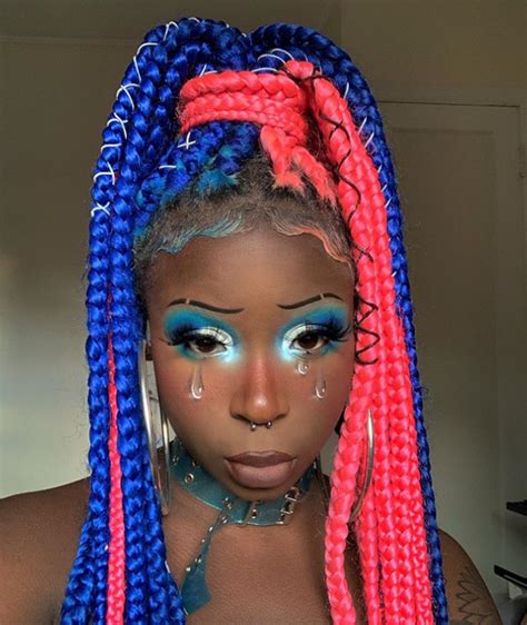 Give Credit 🥱 Pin Central Follow For More Icy Pinz 🗣🧊 Rainbow Braids Colored Box Braids