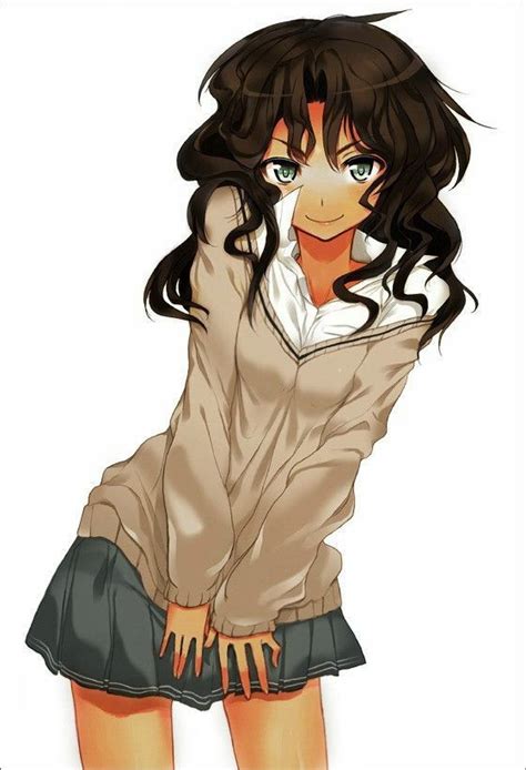 Anime Girl Black Hair Brown Eyes Tan Skin