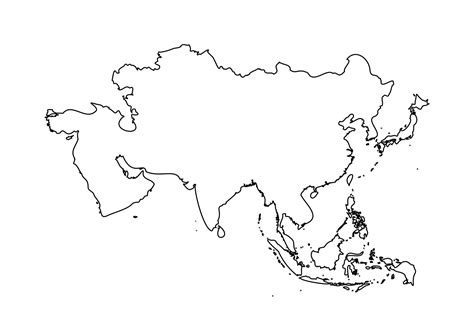 Black And White Printable Asia Map