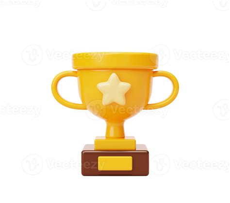 Yellow Trophy Cup Winner Success Champion Icon Sign Or Symbol 3d