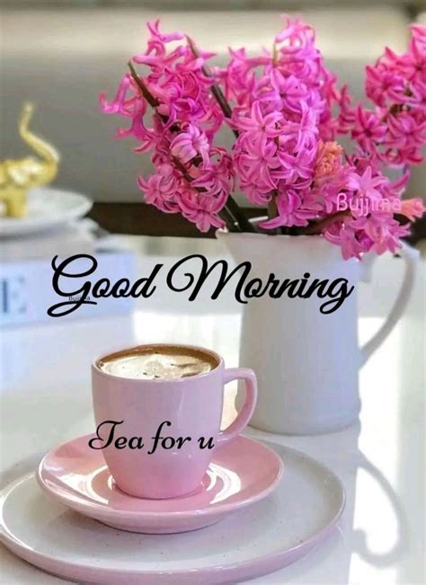 Good Morning Pic With Flowers And Tea Wisdom Good Morning Quotes