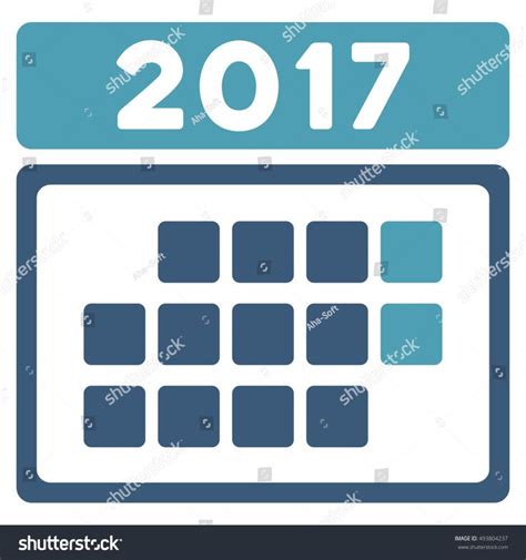 2017 Month Calendar Vector Icon Style Is Flat Graphic Symbol Cyan And
