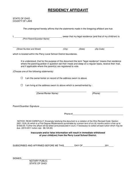 Affidavit Of Residency Form AffidavitForm Net