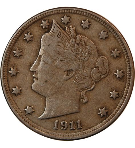 Usa 5 Cents Liberty Nickel 1911 Cupro Nickel Tb Suffren