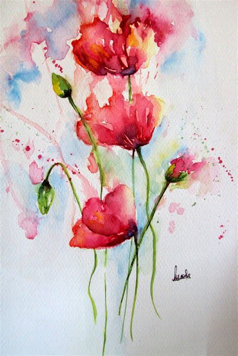 Abstract Watercolor Flower Watercolor Poppies Watercolor Flowers