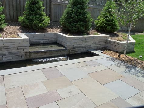 Long Raised Water Feature And Patio Bluestone Patio Water Features