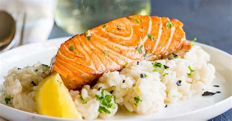 Find the best salmon cake recipe ever that will satisfy your desire for a fun and different recipe for you can also use crushed crackers, cornflakes, or crispy rice cereal as a filler to help hold the cake together. Seared Salmon with Lemon Risotto | Sprinkles and Sprouts