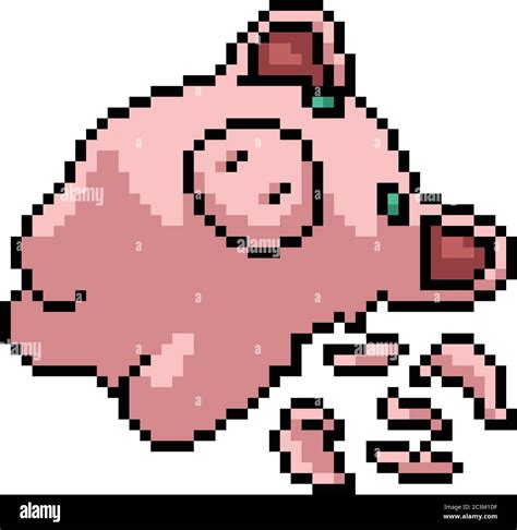 Vector Pixel Art Piggy Bank Isolated Cartoon Stock Vector Image And Art